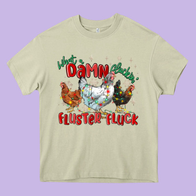 What A Damn Cluckin' Fluster Fluck Chickens Christ Heavy Core Tee Designed By Maliassmallbusiness