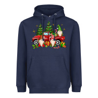 Navy christmas gnomes truck Heavyweight Hoodie - MaliasSmallBusiness
