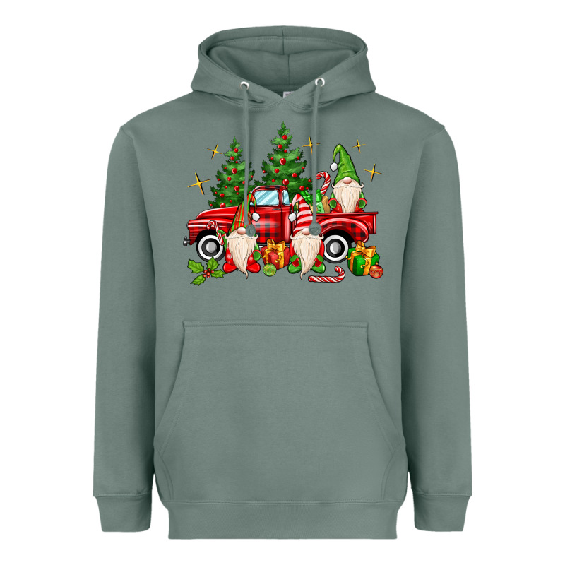 Christmas Gnomes Truck Heavyweight Hoodie by MaliasSmallBusiness | Teevron