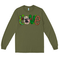 Army Green Western St. Patrick's Day Love Cow Long Sleeve Tee - Artiststas