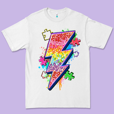 Lightning Bolt Autism Premium Tee Designed By Zillion Design Studio