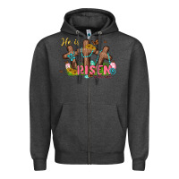 Charcoal Heather he is risen Zipper Hoodie - MaliasSmallBusiness