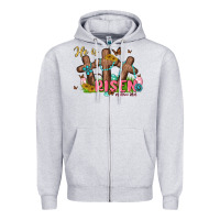 Heather Grey he is risen Zipper Hoodie - MaliasSmallBusiness