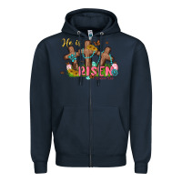 Navy he is risen Zipper Hoodie - MaliasSmallBusiness