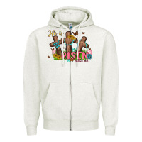 Oatmeal Heather he is risen Zipper Hoodie - MaliasSmallBusiness
