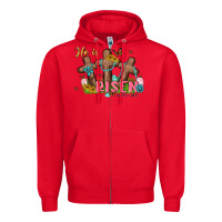 Red he is risen Zipper Hoodie - MaliasSmallBusiness
