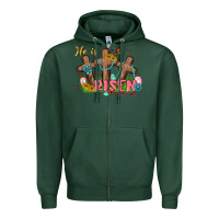 Sports Green he is risen Zipper Hoodie - MaliasSmallBusiness
