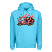 Ocean Blue love truck with roses and leopard Premium Hoodie - RanaPortraitStore