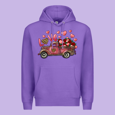 Love Truck With Roses And Leopard Premium Hoodie Designed By Ranaportraitstore