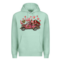 Seafoam love truck with roses and leopard Premium Hoodie - RanaPortraitStore