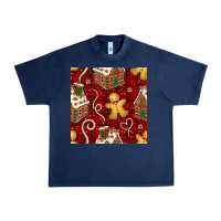Navy christmas gingerbread cookie house seamless pattern Urban Heavy Tee - BundleAndBundleShop