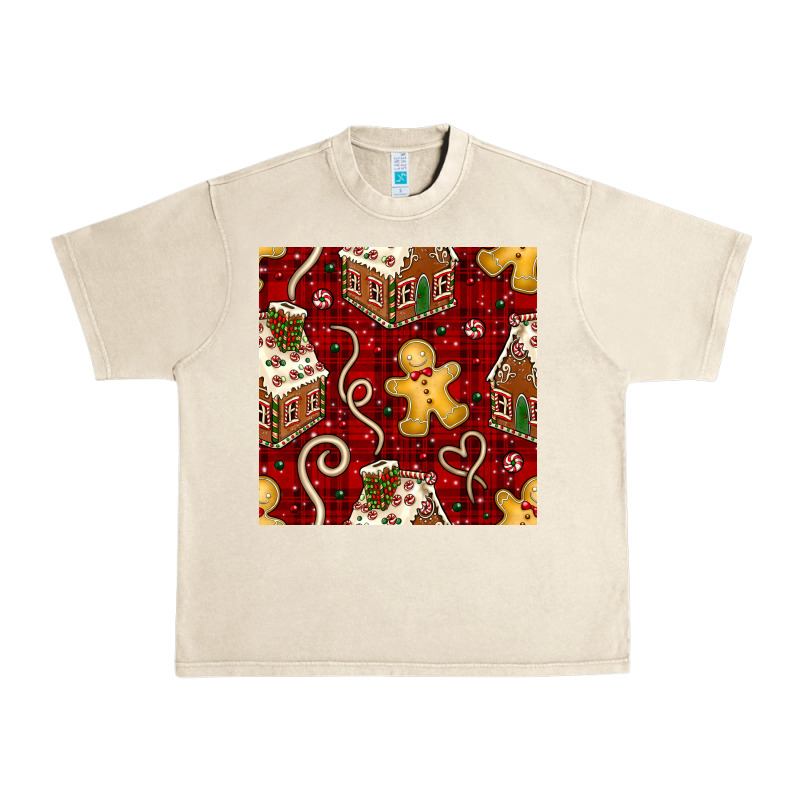 Christmas Gingerbread Cookie House Seamless Pattern Urban Heavy Tee by BundleAndBundleShop | Teevron