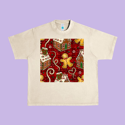 Christmas Gingerbread Cookie House Seamless Pattern Urban Heavy Tee Designed By Bundleandbundleshop