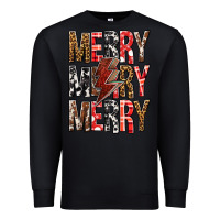 Black Merry Merry Merry Christmas Lightning Bolt Premium Sweatshirt - BundleAndBundleShop