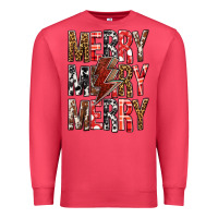 Cardinal Merry Merry Merry Christmas Lightning Bolt Premium Sweatshirt - BundleAndBundleShop