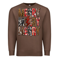 Chestnut Merry Merry Merry Christmas Lightning Bolt Premium Sweatshirt - BundleAndBundleShop