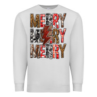 Dove Grey Merry Merry Merry Christmas Lightning Bolt Premium Sweatshirt - BundleAndBundleShop