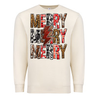 Sandshell Merry Merry Merry Christmas Lightning Bolt Premium Sweatshirt - BundleAndBundleShop