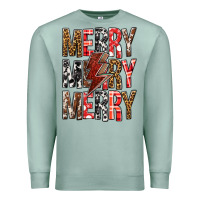 Seafoam Merry Merry Merry Christmas Lightning Bolt Premium Sweatshirt - BundleAndBundleShop