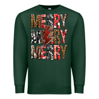 Sports Green Merry Merry Merry Christmas Lightning Bolt Premium Sweatshirt - BundleAndBundleShop