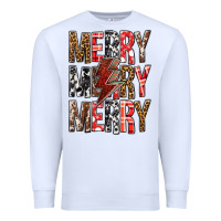 White Merry Merry Merry Christmas Lightning Bolt Premium Sweatshirt - BundleAndBundleShop