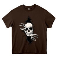 Chocolate Brown skull in the wall file Heavy Core Tee - MaliasSmallBusiness
