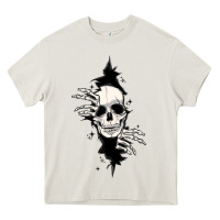 Cream skull in the wall file Heavy Core Tee - MaliasSmallBusiness