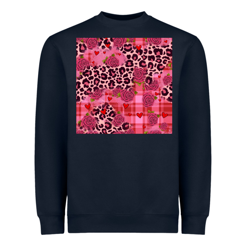 Valentines Day Roses Leopard Seamless Pattern Heavyweight Sweatshirt by JahusDesignShop | Teevron