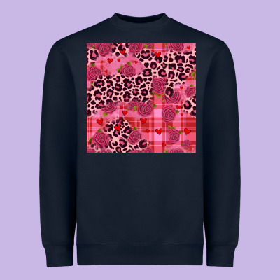 Valentines Day Roses Leopard Seamless Pattern Heavyweight Sweatshirt Designed By Jahusdesignshop