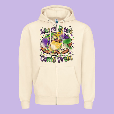 Where Babies Come From Zipper Hoodie Designed By Maliassmallbusiness