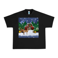 Black christmas town and farm tractor seamless pattern Urban Heavy Tee - BundleAndBundleShop