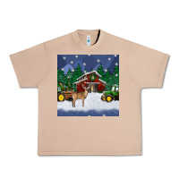 Burro christmas town and farm tractor seamless pattern Urban Heavy Tee - BundleAndBundleShop
