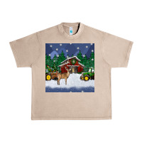 French Oak christmas town and farm tractor seamless pattern Urban Heavy Tee - BundleAndBundleShop