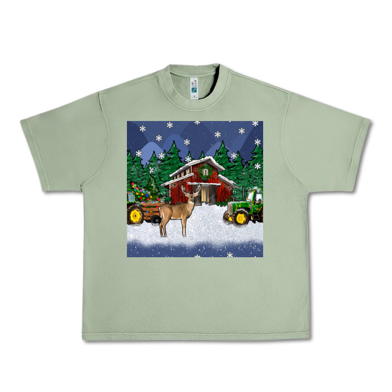 Christmas Town And Farm Tractor Seamless Pattern Urban Heavy Tee by BundleAndBundleShop | Teevron
