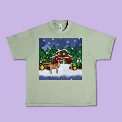 Christmas Town And Farm Tractor Seamless Pattern Urban Heavy Tee Designed By Bundleandbundleshop