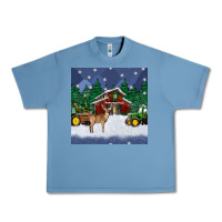 Pebble Blue christmas town and farm tractor seamless pattern Urban Heavy Tee - BundleAndBundleShop