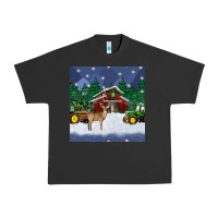 Pigment Black christmas town and farm tractor seamless pattern Urban Heavy Tee - BundleAndBundleShop
