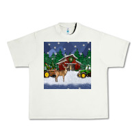 Pistachio christmas town and farm tractor seamless pattern Urban Heavy Tee - BundleAndBundleShop
