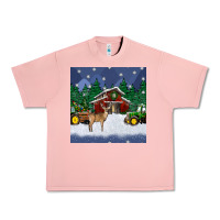Salmon christmas town and farm tractor seamless pattern Urban Heavy Tee - BundleAndBundleShop