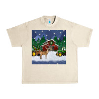 Sandshell christmas town and farm tractor seamless pattern Urban Heavy Tee - BundleAndBundleShop