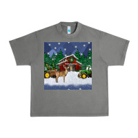 Tornado christmas town and farm tractor seamless pattern Urban Heavy Tee - BundleAndBundleShop