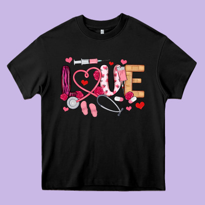 Love Nurse Valentines Day Heavy Core Tee Designed By Maliassmallbusiness