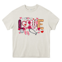 Cream love nurse valentines day Heavy Core Tee - MaliasSmallBusiness