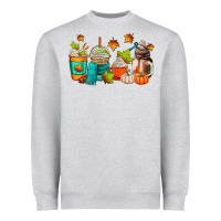 Heather Grey fall coffee cups Heavyweight Sweatshirt - AdoDesignShop