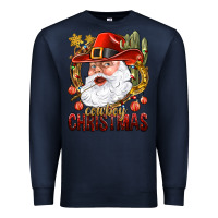 Navy Cowboy Christmas Santa Premium Sweatshirt - BundleAndBundleShop