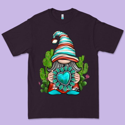 Premium Tee western gnome with turquoise gemstone