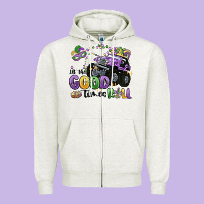Let The Good Times Roll Zipper Hoodie Designed By Maliassmallbusiness