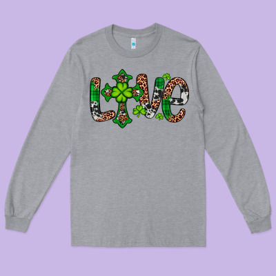 Western St. Patrick's Day Love Cross Long Sleeve Tee Designed By Artiststas
