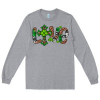 Heather Grey Western St. Patrick's Day Love Cross Long Sleeve Tee - Artiststas