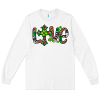 White Western St. Patrick's Day Love Cross Long Sleeve Tee - Artiststas